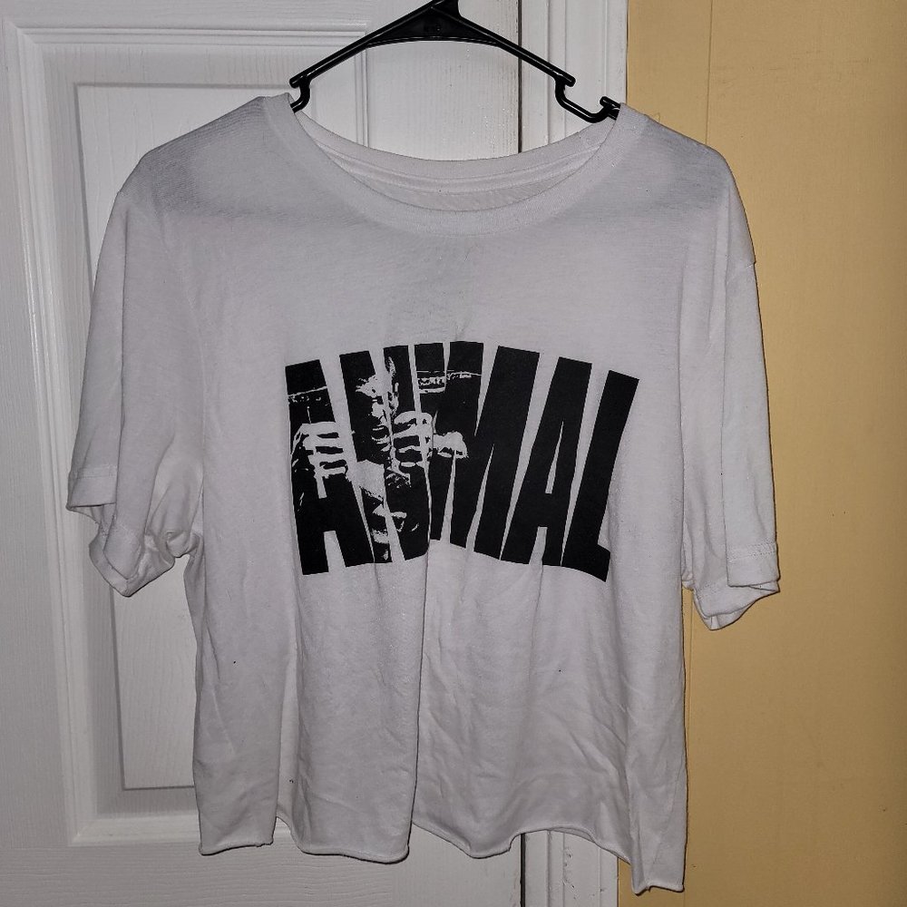 Animal white crop tee - Derek Lunsford